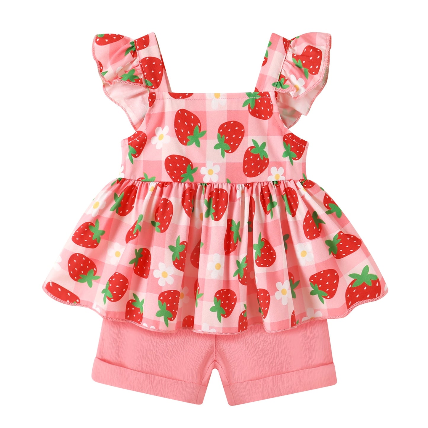 Younger Tree Baby Girl Clothes Outfits Summer Sleeveless Ruffle Bowknot Dress Top Shorts Set 2PCS6-12 Months