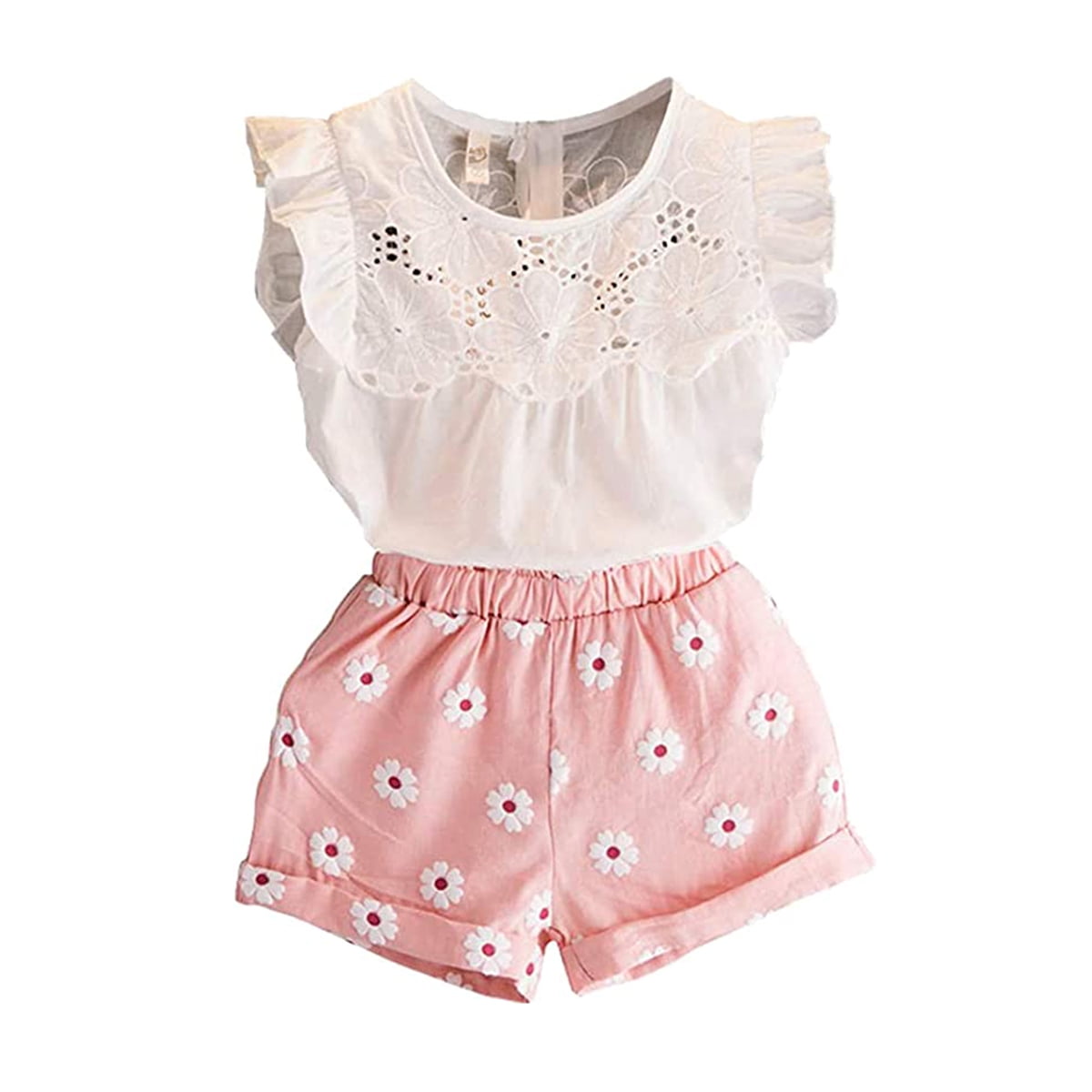 Younger Tree Toddler Baby Girl Summer Clothes Set Short Sleeve T-Shirt Shorts 2pcs Outfits