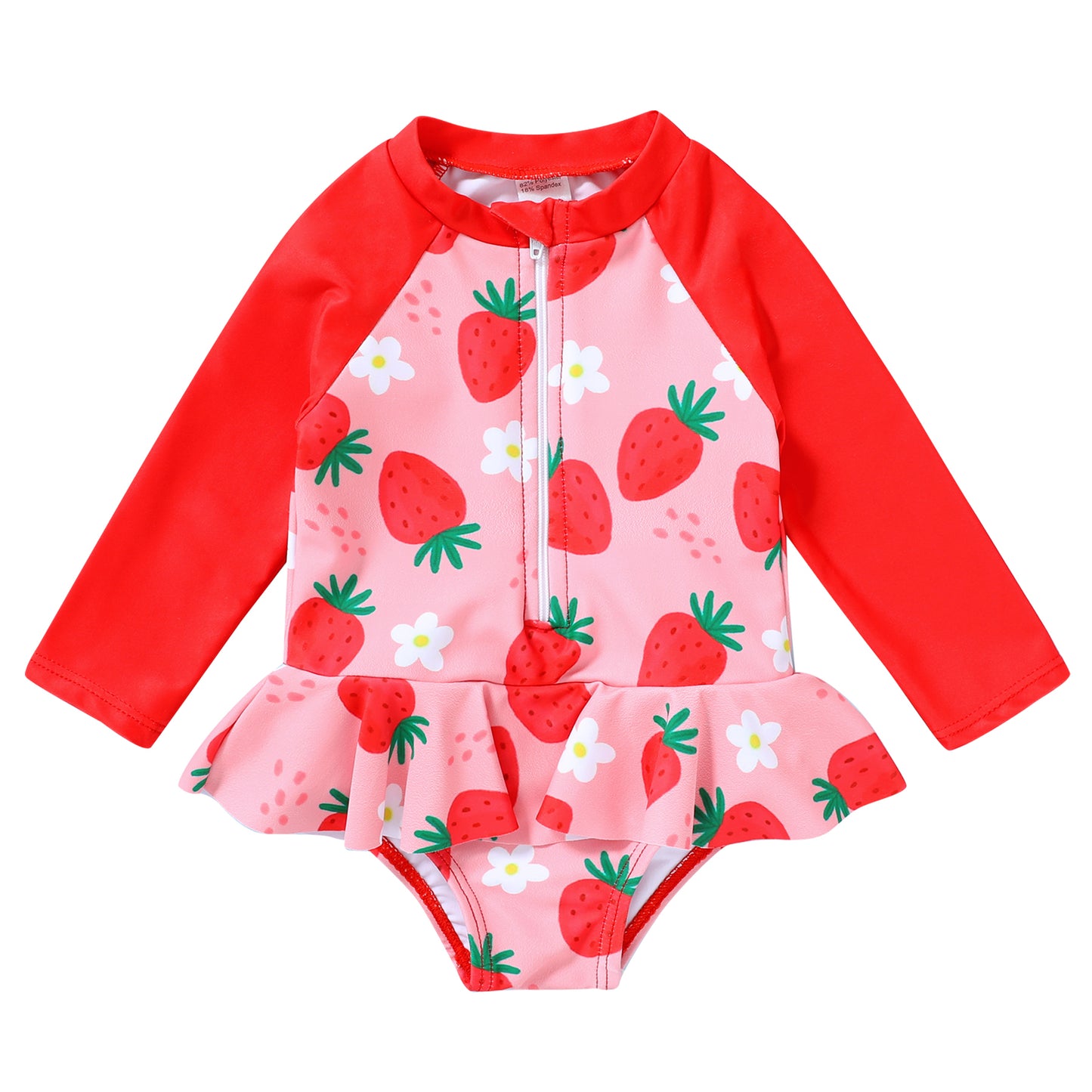 Happy Town Newborn Baby Girls Swimsuit Summer One-Piece Long Sleeve Floral Bathing Suit