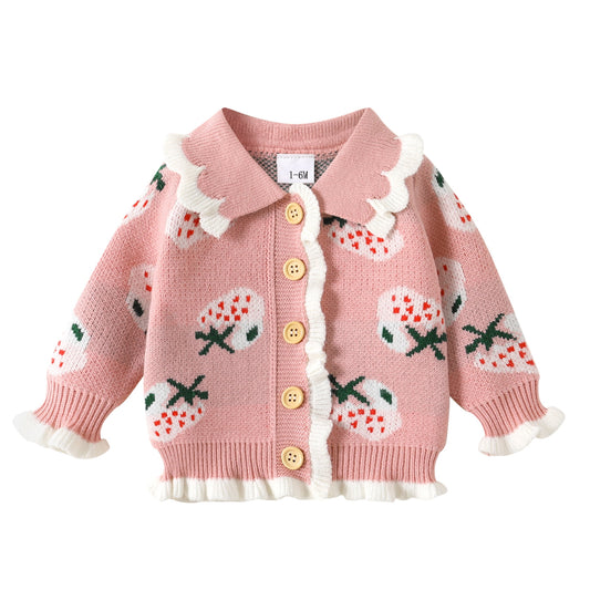 Younger Tree Baby Girl Cardigan Sweaters Long Sleeve Button Closure Knitted Cable Cardigan Coat