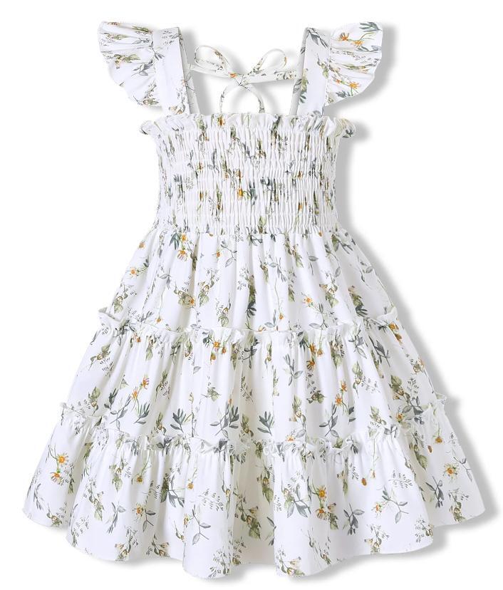 Happy Town Toddler Girl Summer Dress Ruffle Sleeveless Button Down Dress for Little Girl Dress Summer Beach Casual A-line Sundress