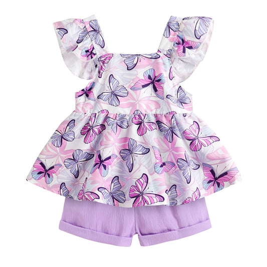 Younger Tree Baby Girl Clothes Outfits Summer Sleeveless Ruffle Bowknot Dress Top Shorts Set 2PCS