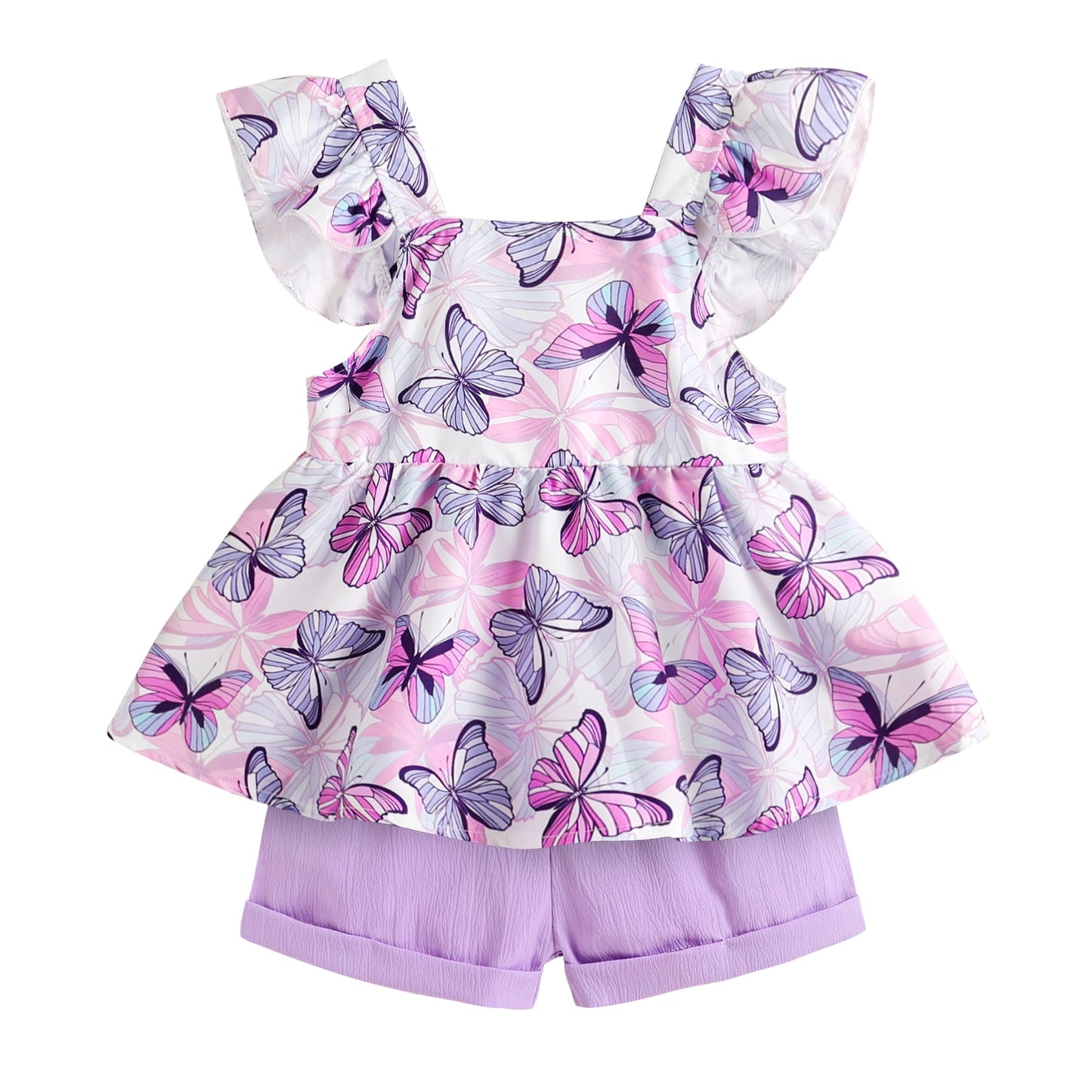 Younger Tree Baby Girl Clothes Outfits Summer Sleeveless Ruffle Bowknot Dress Top Shorts Set 2PCS