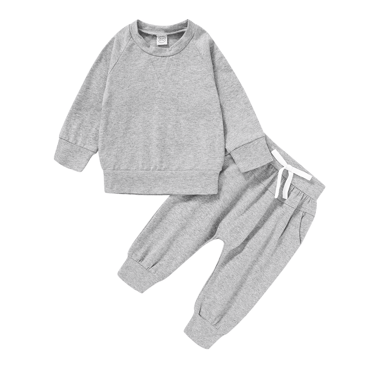 Younger Tree Toddler Fall Outfits for Girl Boy Long Sleeve Solid Crew Neck Top Long Sweatpants Sweatsuit Set