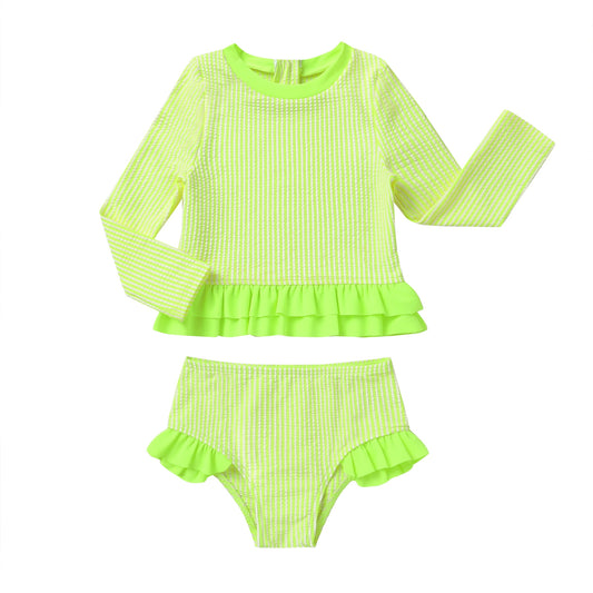 Younger Tree Baby Girl Swimsuit Long Sleeve Rash Guard Top Bikini Swimwear 2 Piece Set
