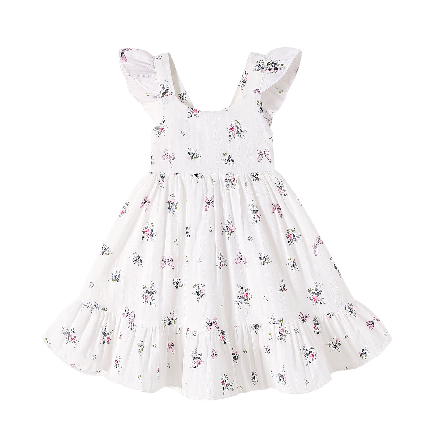 MAMAMI Kids Baby Girls Summer Boho Dress Sleeveless Floral Ruffle Toddler Girls Beach Sundress