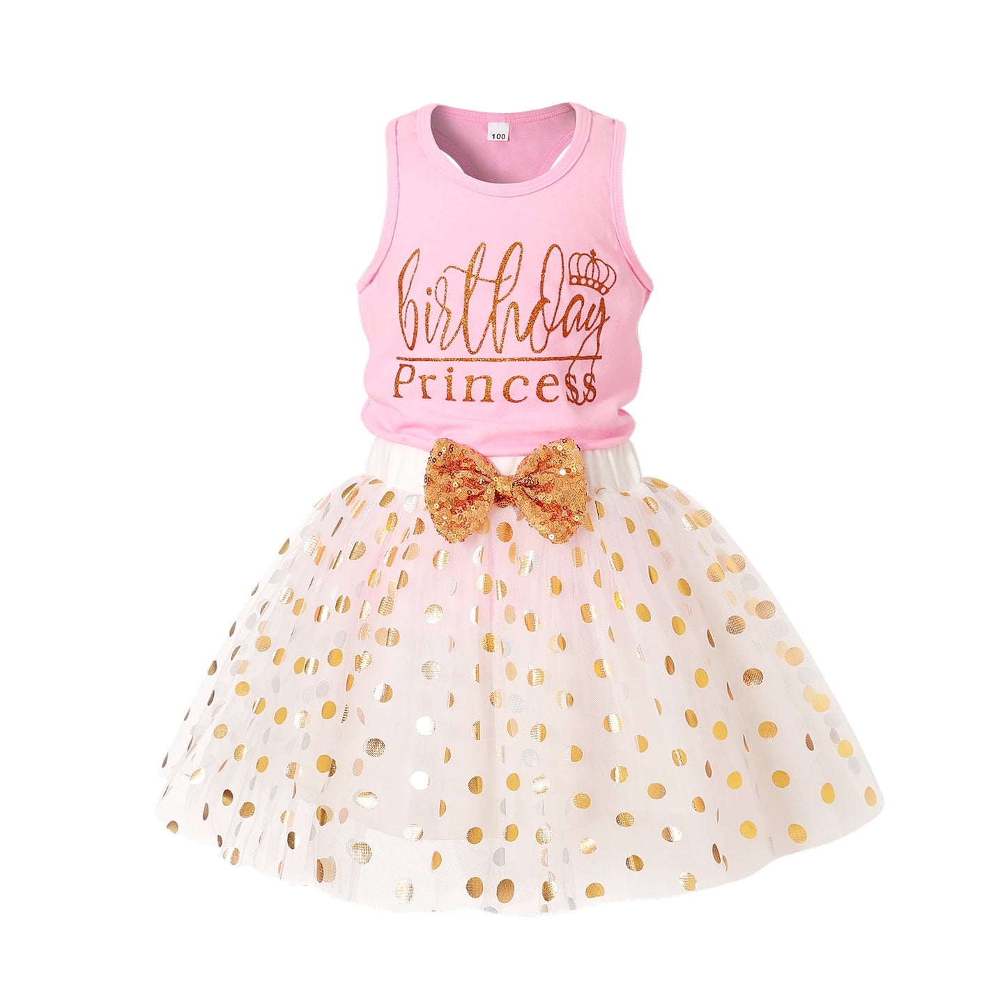 Younger Tree Baby Girl Birthday Dress Outfits Sleeveless Princess Party Tutu Skirt Summer Clothes Set2-3T