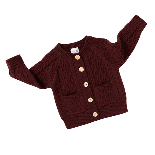 Younger Tree Baby Girl Sweater Fall Winter Solid Long Sleeve Button Knit Cardigan Clothes