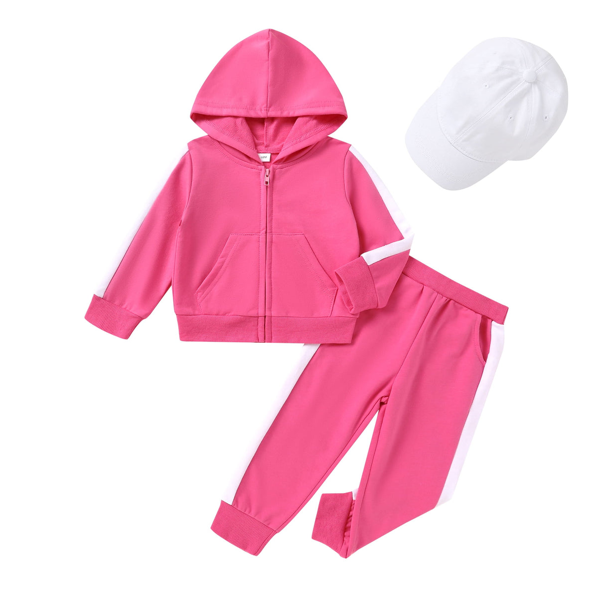 Tiny Cutey Toddler Girl Boy Hoodie Clothes Set Fall Long Sleeve Solid Baby Sweatsuit Outfits with Cap