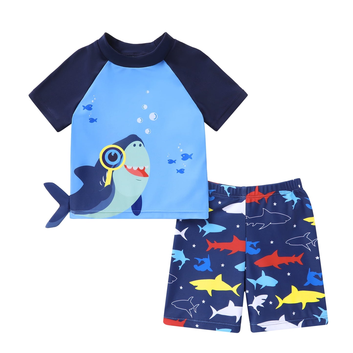 Younger Tree Toddler Baby Boy Swimsuit Set Cartoon Short Sleeve Top Shorts Two Pieces Bathing Suit Swimwear Outfit