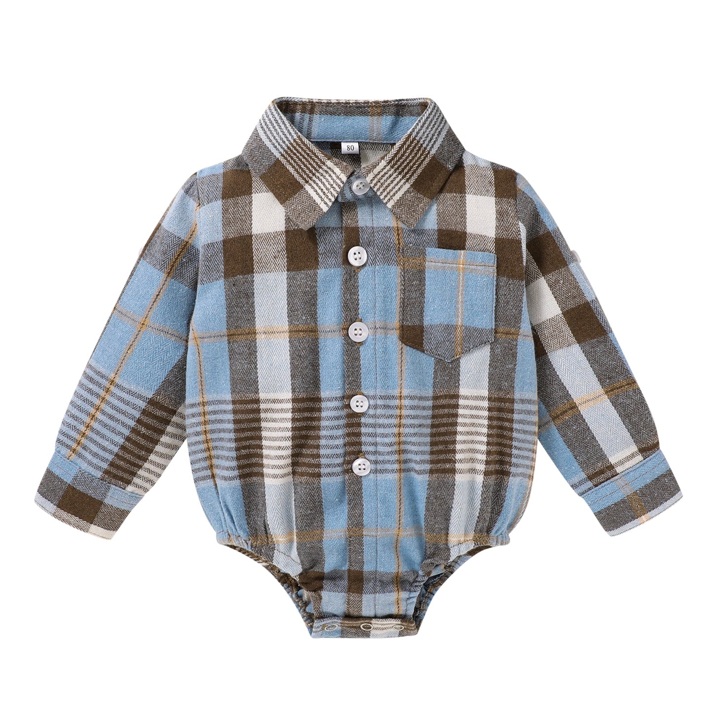 Younger Tree Newborn Baby Boy Girls Plaid Outfit Flannel Romper Tops Infant Long Sleeve Button Down Plaid Casual Bodysuit Clothes