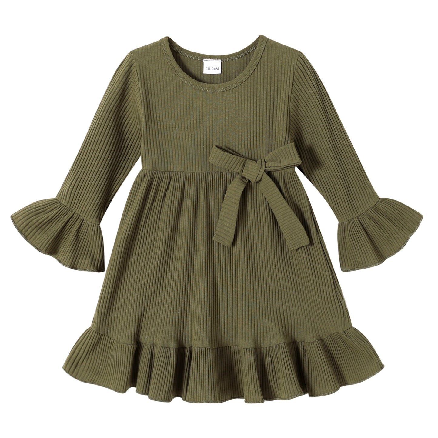 Younger Tree Kids Toddler Dress Baby Girls Fall Dresses Ruffle Long Sleeve Bowknot Casual Winter Dress