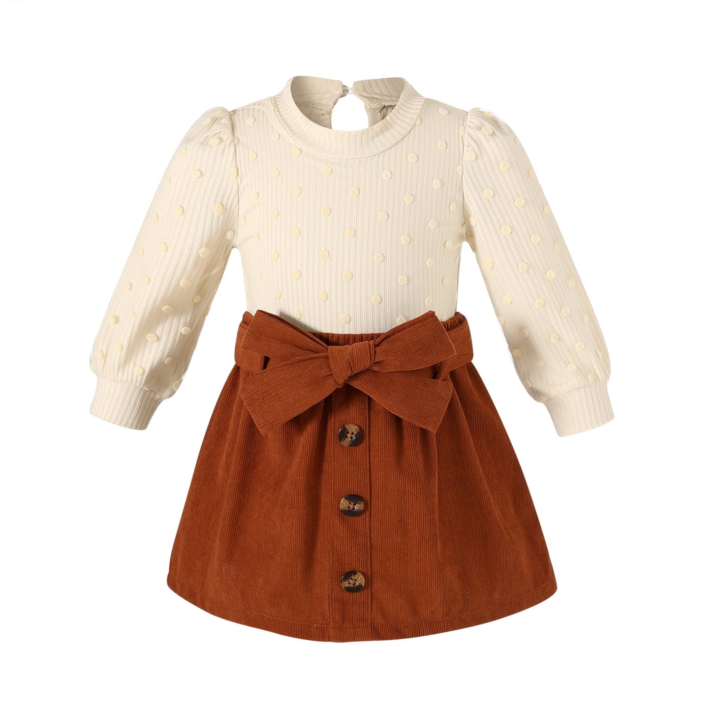 Happy Town Toddler Girl Fall Outfits Ruffle Top & Plaid Skirt with Hat 3-Piece Set,Size 12M-5T