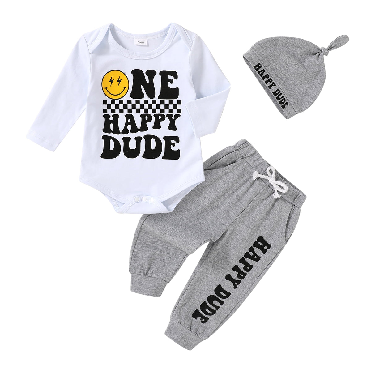 Tiny Cutey Baby Boy 1st Birthday Outfit Fall Winter Long Sleeve Bodysuit Romper Pants Hat Coming Home Outfit Clothes Set