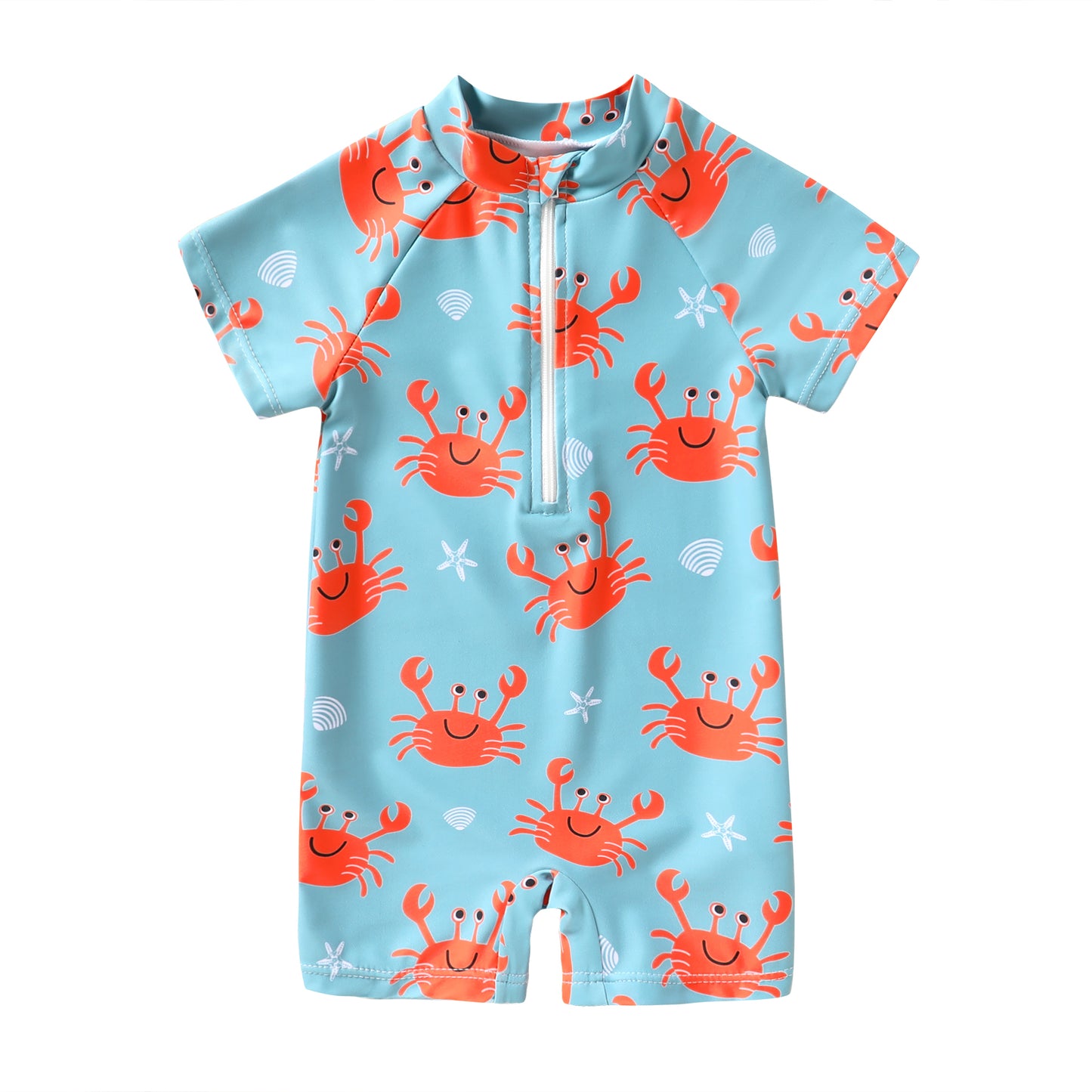 MAMAMI Newborn Infant Baby Boys Swimsuit One-Piece Zipper Cartoon Fish Print Bodysuit Toddler Cute Bathing Suit