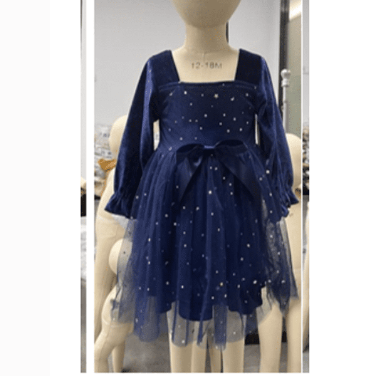 Younger Tree Baby Girl Tutu Dress Toddler Fall Long Sleeve Square Neck Bowknot Princess Birthday Party Dresses