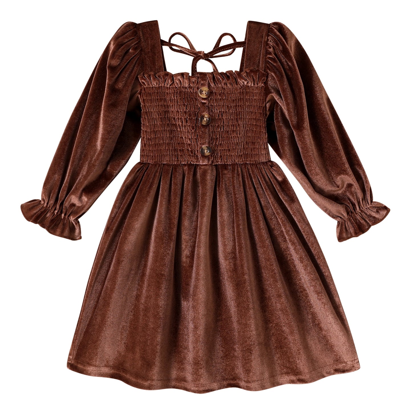 Happy Town Toddler Girl Fall Clothing Long Sleeve Dress Girl Solid Color Casual Fall Winter Clothes