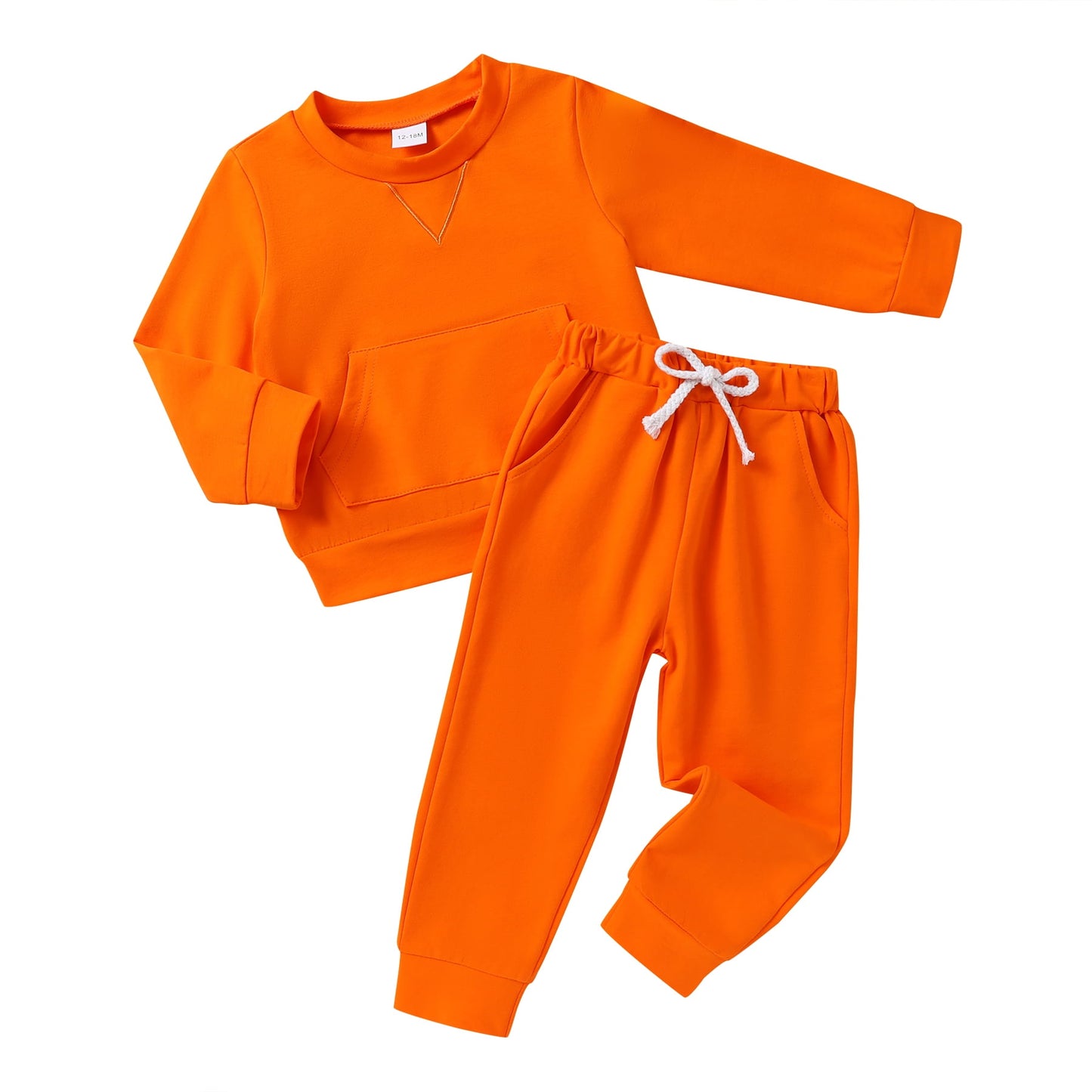 Younger Tree Toddler Fall Outfits for Girl Boy Long Sleeve Solid Crew Neck Top Long Sweatpants Sweatsuit Set