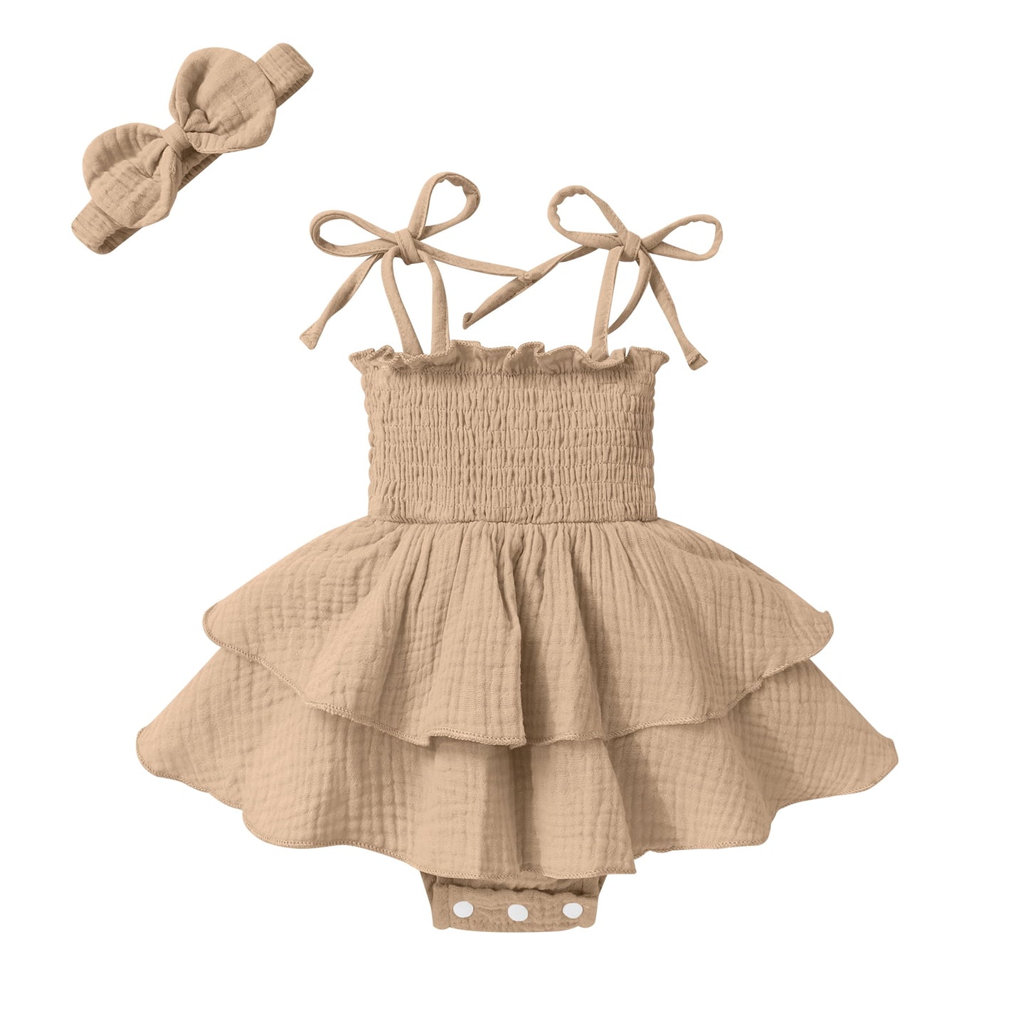 Younger Tree Baby Romper Dress Infant Summer Sleeveless Bodysuit Jumpsuit Outfits with Headband