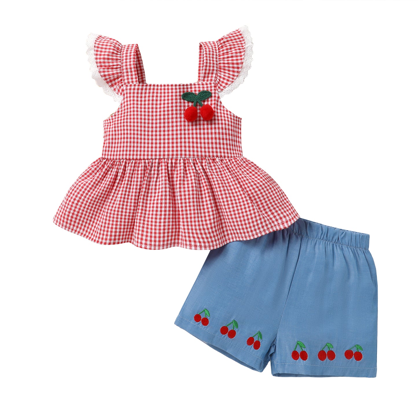 Younger Tree Baby Girl Clothes Outfits Summer Sleeveless Ruffle Bowknot Dress Top Shorts Set 2PCS