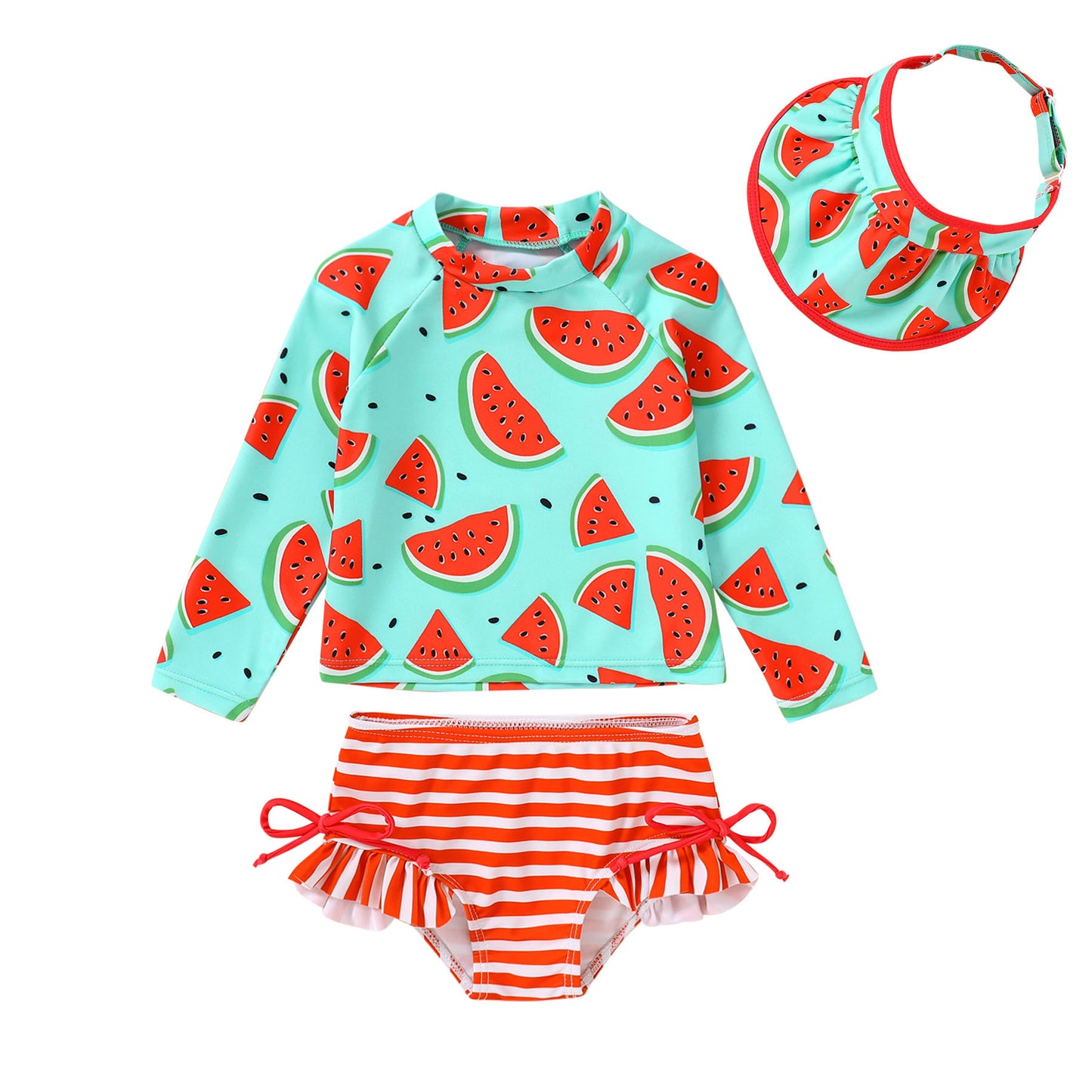 Younger Tree Toddler Girl Swimsuit Baby Long Sleeve Rash Guard Set with Sun Hat UPF Sun Proction Bathing Suit Swimwear