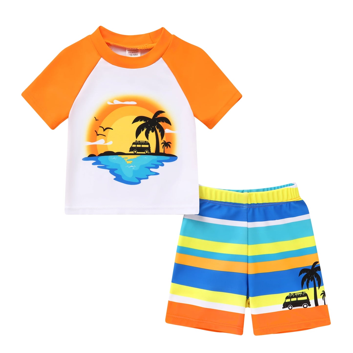 Younger Tree Toddler Baby Boy Swimsuit Set Cartoon Short Sleeve Top Shorts Two Pieces Bathing Suit Swimwear Outfit