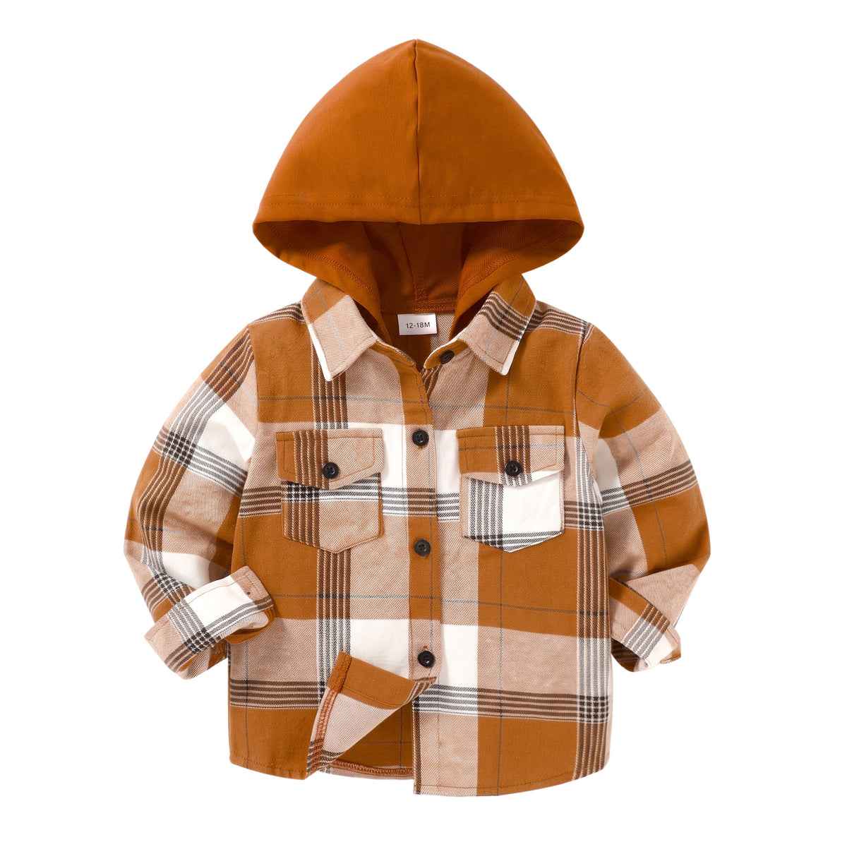 Younger Tree Kid Toddler Boy Flannel Shirt Baby Long Sleeve Hooded Plaid Button Shirt