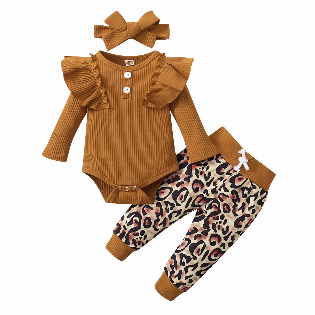 Younger Tree Infant Toddler Baby Girl Fall Long Sleeve Romper Pants Headband Clothes Outfits
