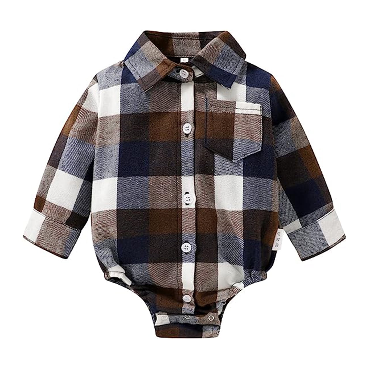 Younger Tree Newborn Baby Boy Girls Plaid Outfit Flannel Romper Tops Infant Long Sleeve Button Down Plaid Casual Bodysuit Clothes