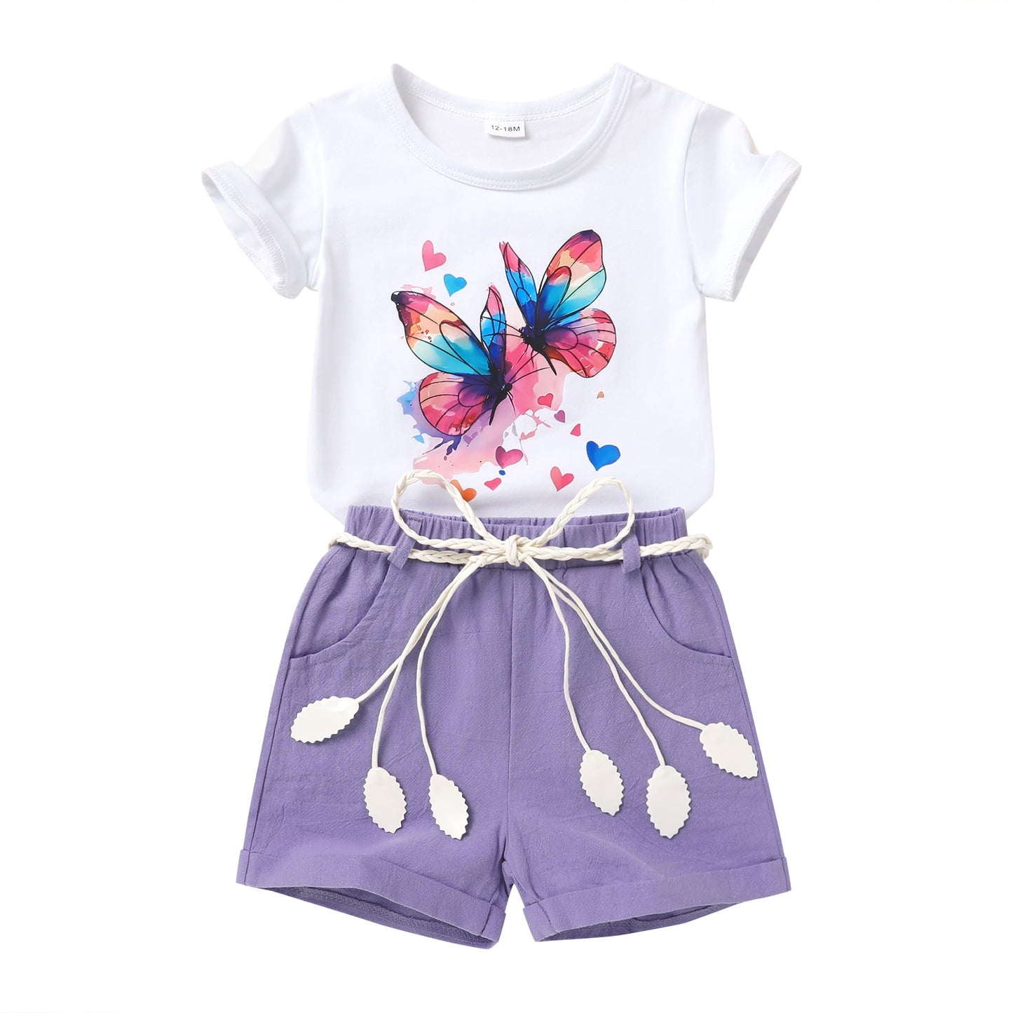 Younger Tree Toddler Baby Girl Summer Clothes Set Short Sleeve T-Shirt Shorts 2pcs Outfits12-18 Months