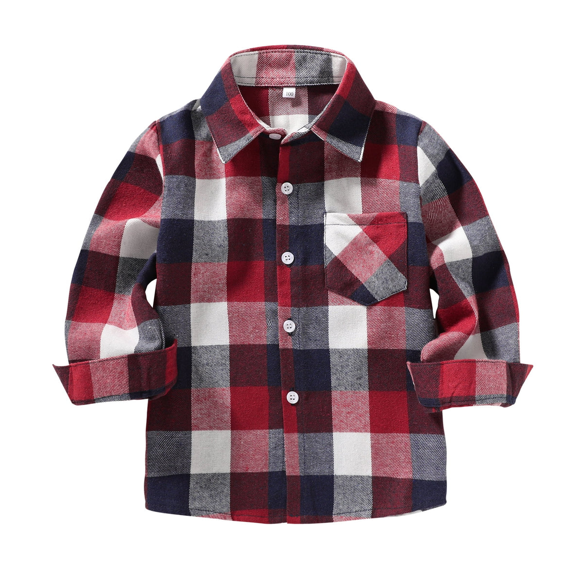 Tiny Cutey Toddler Baby Boy Christmas Red Long Sleeve Button Down Plaid Flannel Shirt,12-18 Months