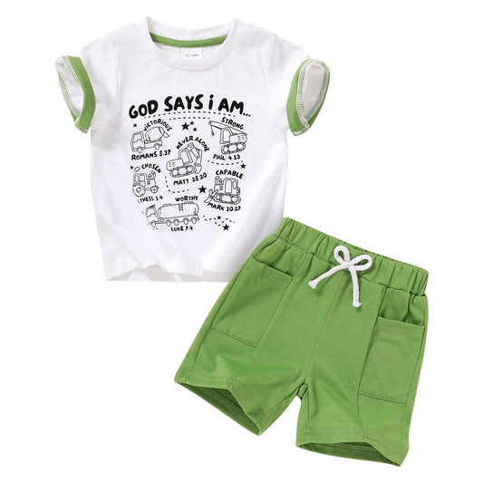 Younger Tree Toddler Baby Boy Summer Shorts Outfits Short Sleeve T-Shirt Shorts Clothes Set
