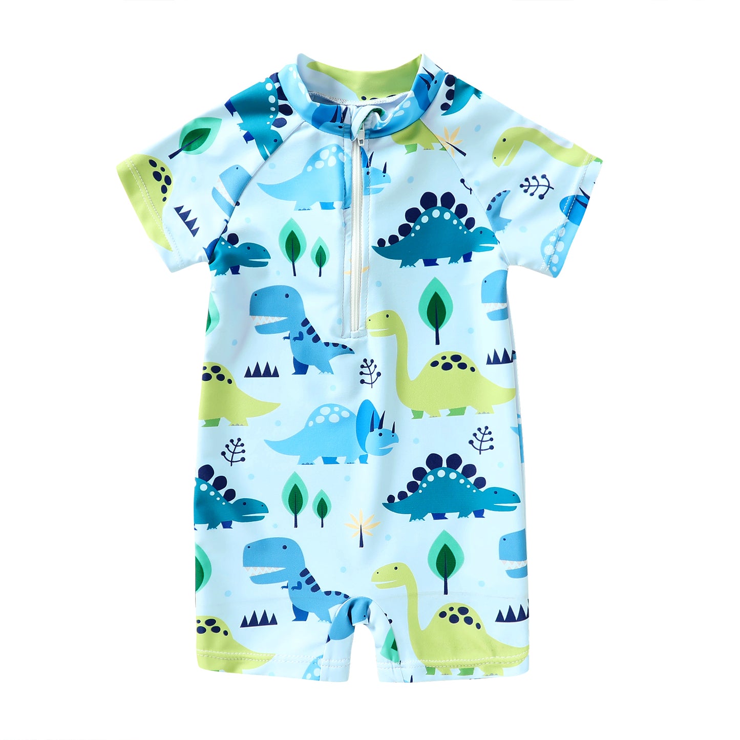 MAMAMI Newborn Infant Baby Boys Swimsuit One-Piece Zipper Cartoon Fish Print Bodysuit Toddler Cute Bathing Suit