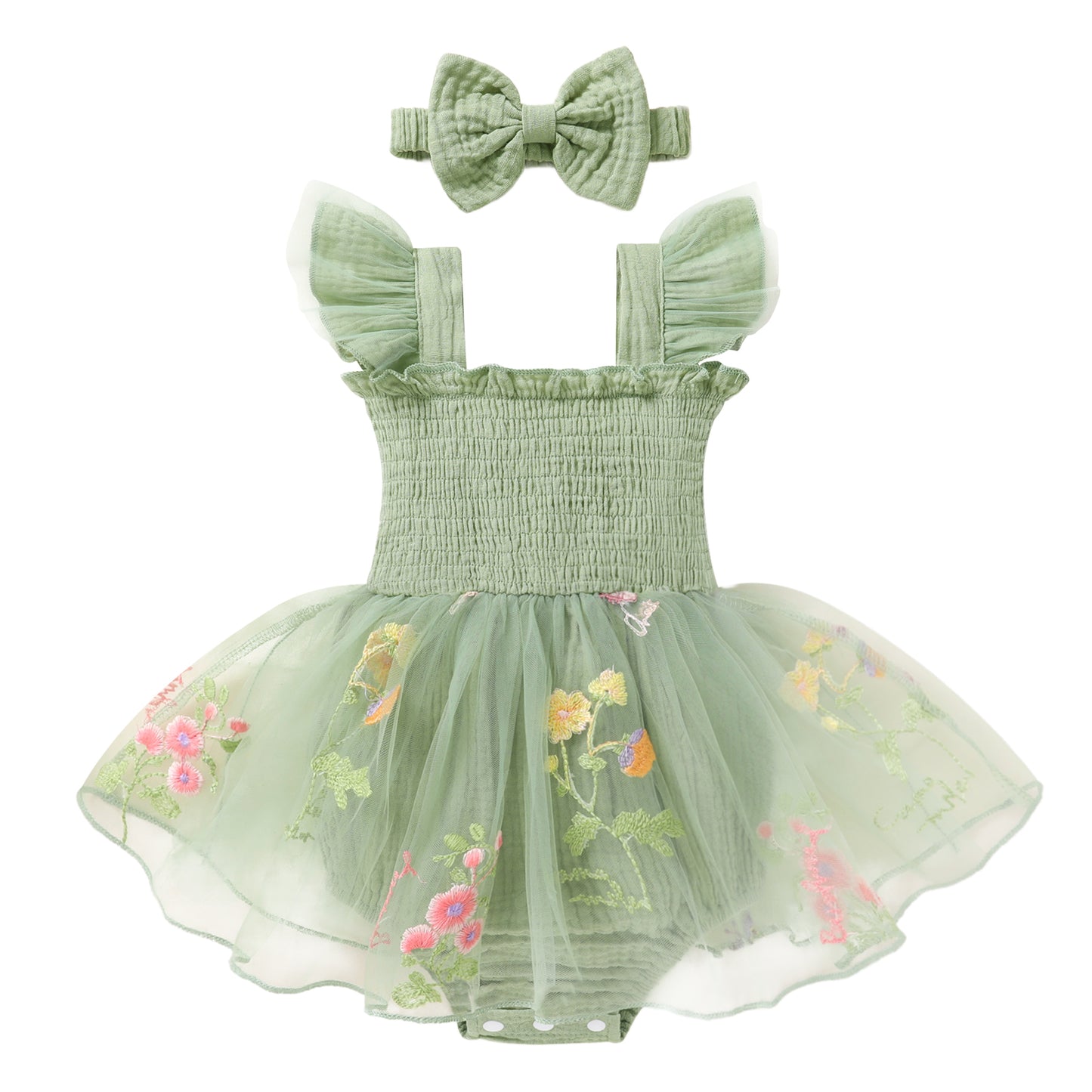 Happy Town Infant Baby Girl Summer Clothes Sleeveless Romper Dress 3-24M Toddler Girl Bodysuit with Headband