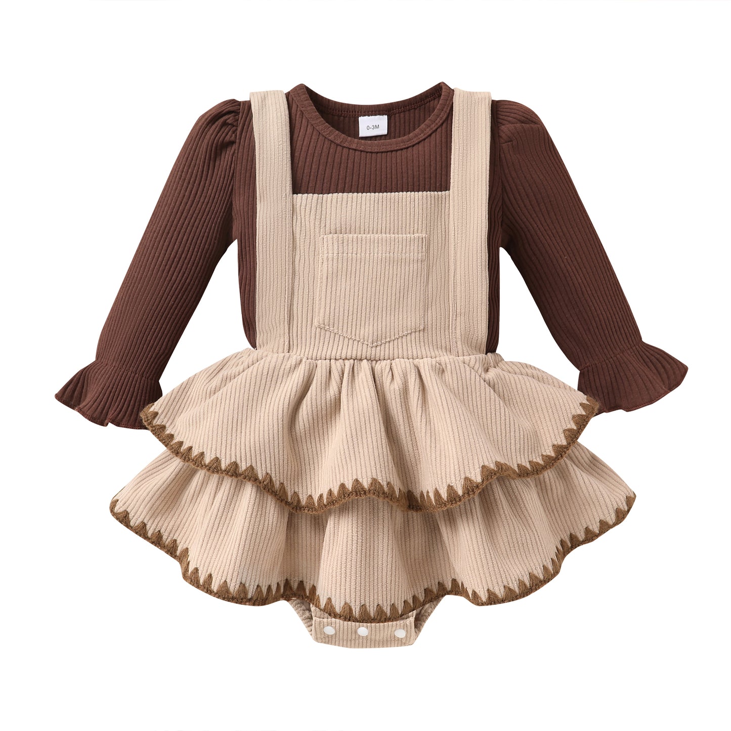 Younger Tree Newborn Baby Girl Romper Long Sleeve Corduroy Overall Dress Infant Skirt Clothes Sets
