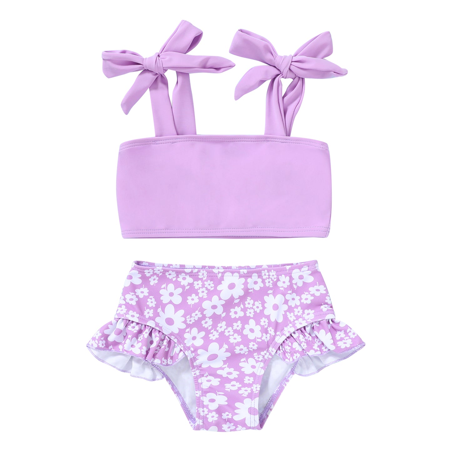 Happy Town Toddler Girls Two Pieces Swimsuit Color Block Beach Bathing Suit 18M-5T