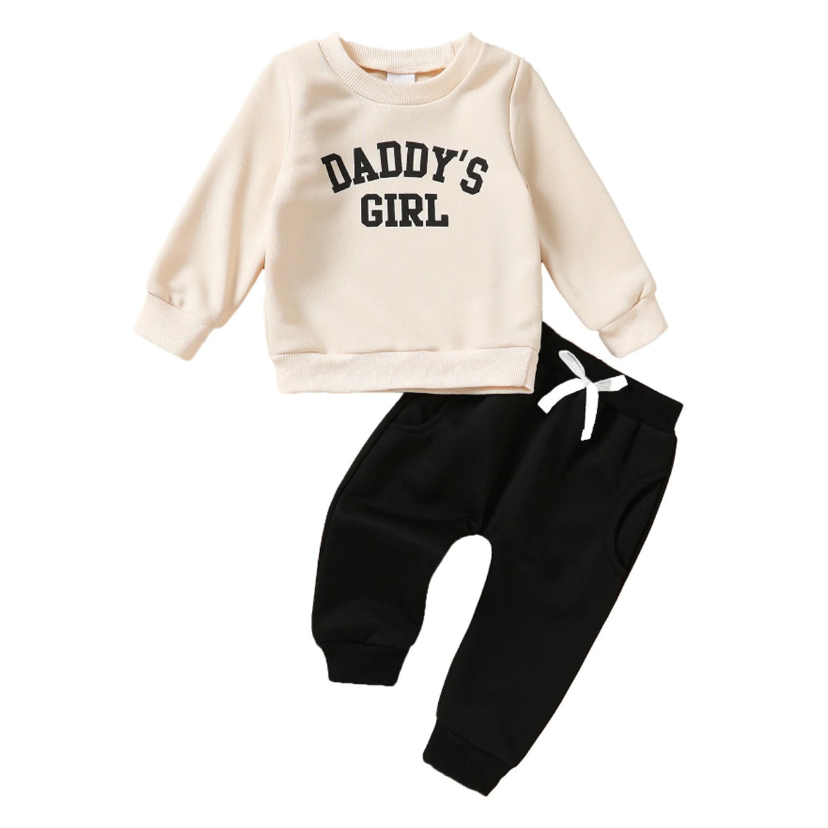 Happy Town Toddler Girl Fall Outfits Long Sleeve Letter Top and Long Pants Set Toddler Sweatsuits