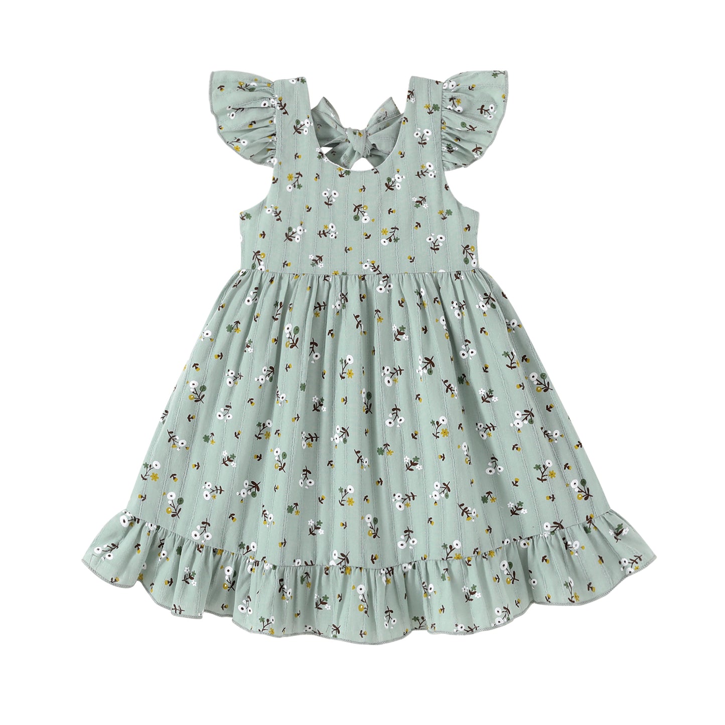 Happy Town Toddler Baby Girl Boho Dress Linen Ruffle Sleeveless Casual Dress