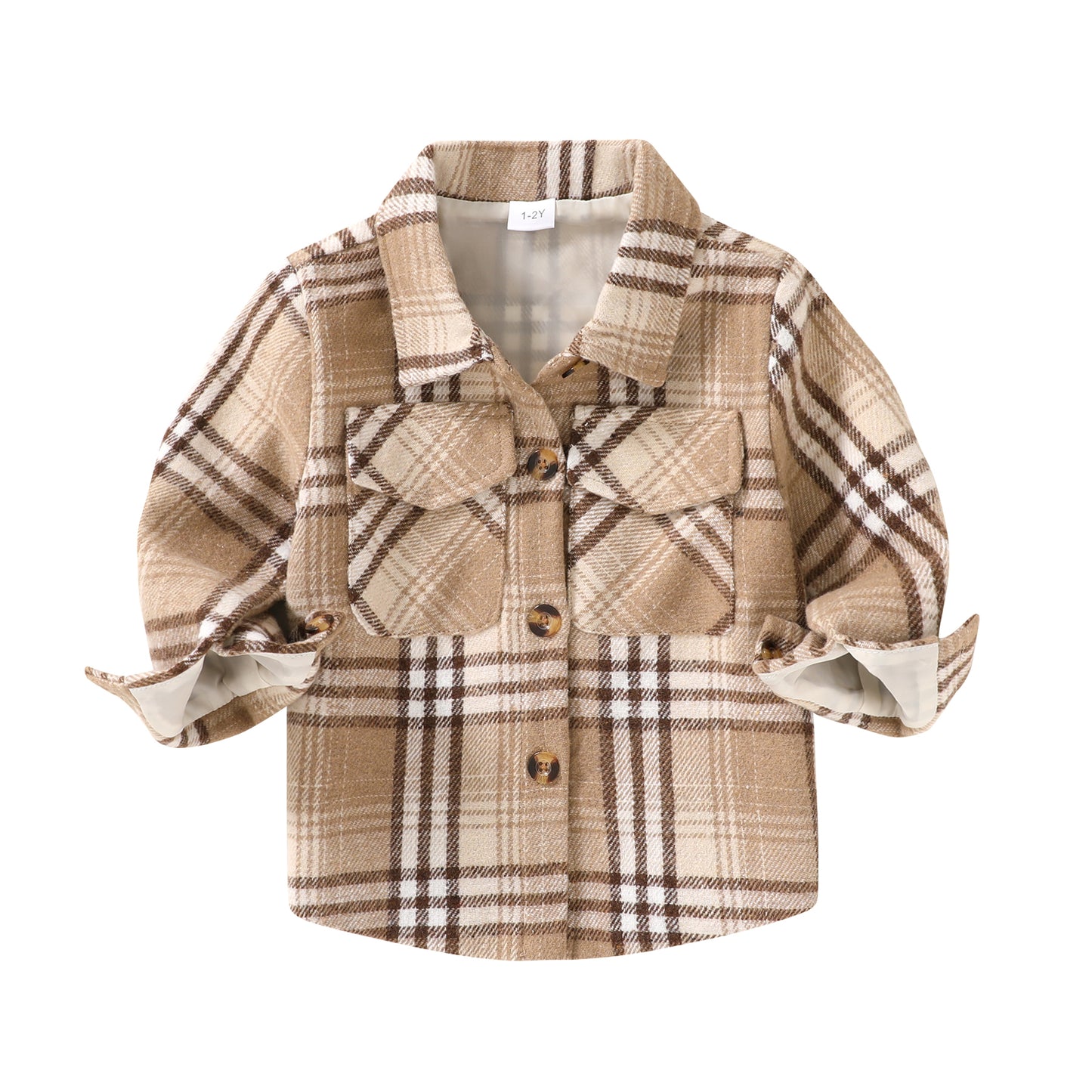 Happy Town Baby Boys Girls Plaid Flannel Jacket Long Sleeve Button Up Shirt Fall Winter Kids Coat