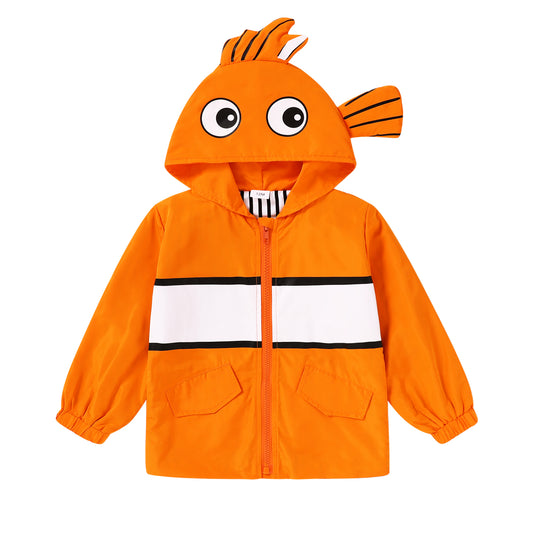 Younger Tree Baby Boy Girl Raincoat Kid Cute Cartoon Hoodie Zipper Rain Jacket Outfits