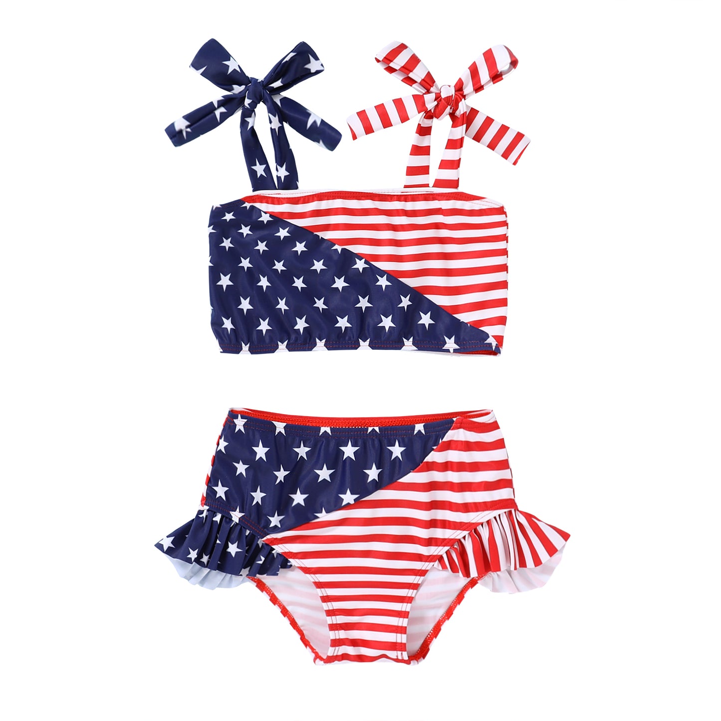 Happy Town Toddler Girls Two Pieces Swimsuit Color Block Beach Bathing Suit 18M-5T