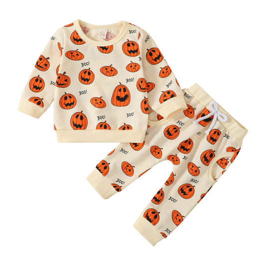 Younger Tree Baby Halloween Pumpkin Clothes Outfits Toddler Boy Girl Long Sleeve Sweatshirt Tops Pants Set