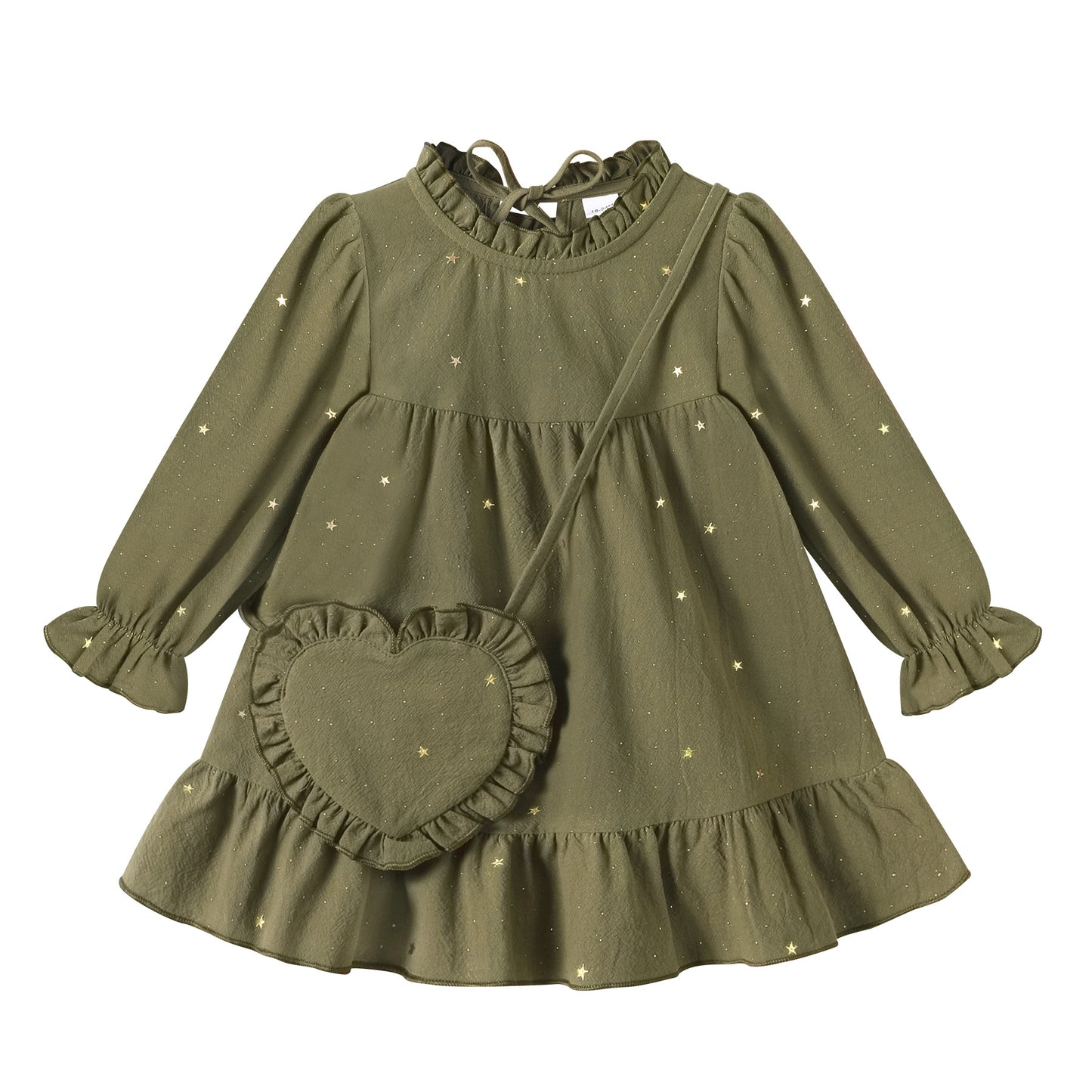 Younger Tree Toddler Girls Dresses Kid Fall Winter Long Sleeve Crew Neck Dresss Clothes with Bag