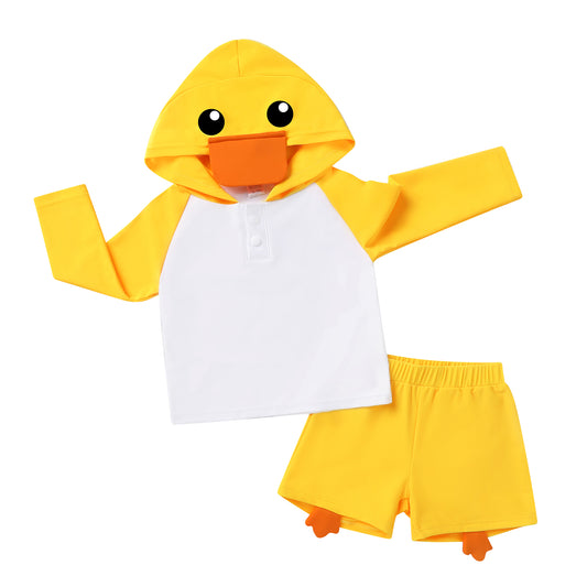 Happy Town Toddler Baby Boys Long Sleeve Swimsuit UPF 50+ Sun Protection Beach Swimwear Set for Kids