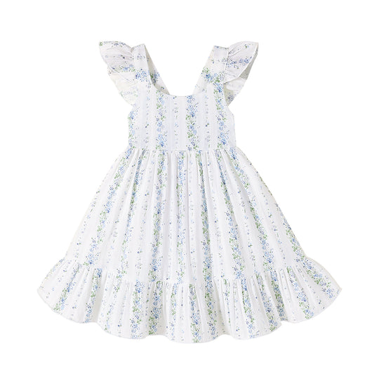 MAMAMI Kids Baby Girls Summer Boho Dress Sleeveless Floral Ruffle Toddler Girls Beach Sundress