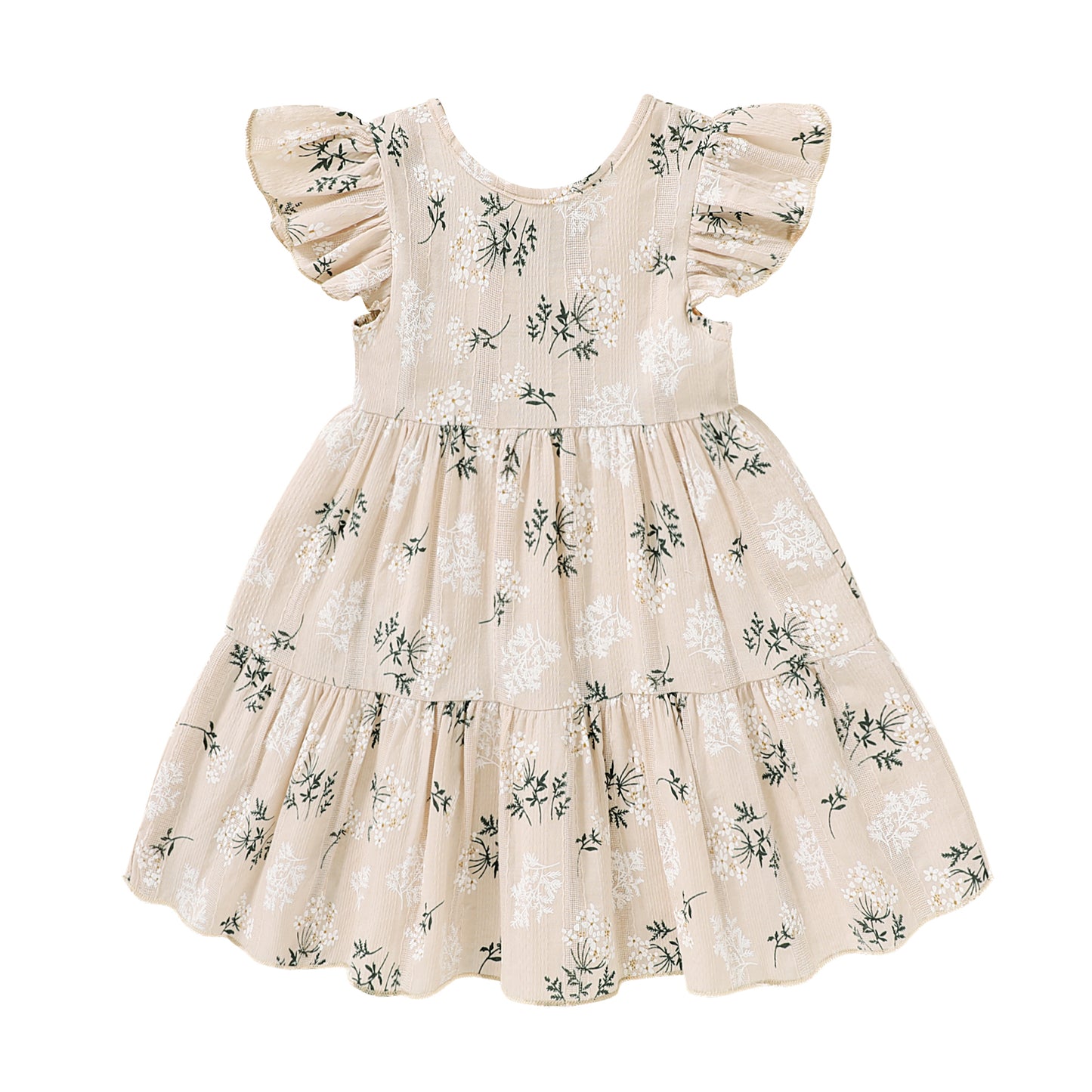 Happy Town Toddler Baby Girl Boho Dress Linen Ruffle Sleeveless Casual Dress